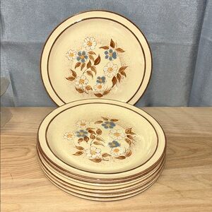 Forma Stone 6 salad Plates designer collection of Venesita José hand decorated